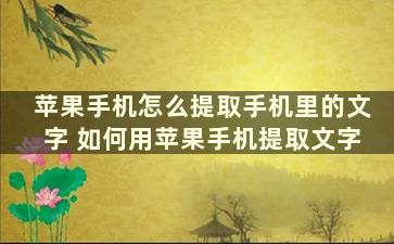 苹果手机怎么提取手机里的文字 如何用苹果手机提取文字